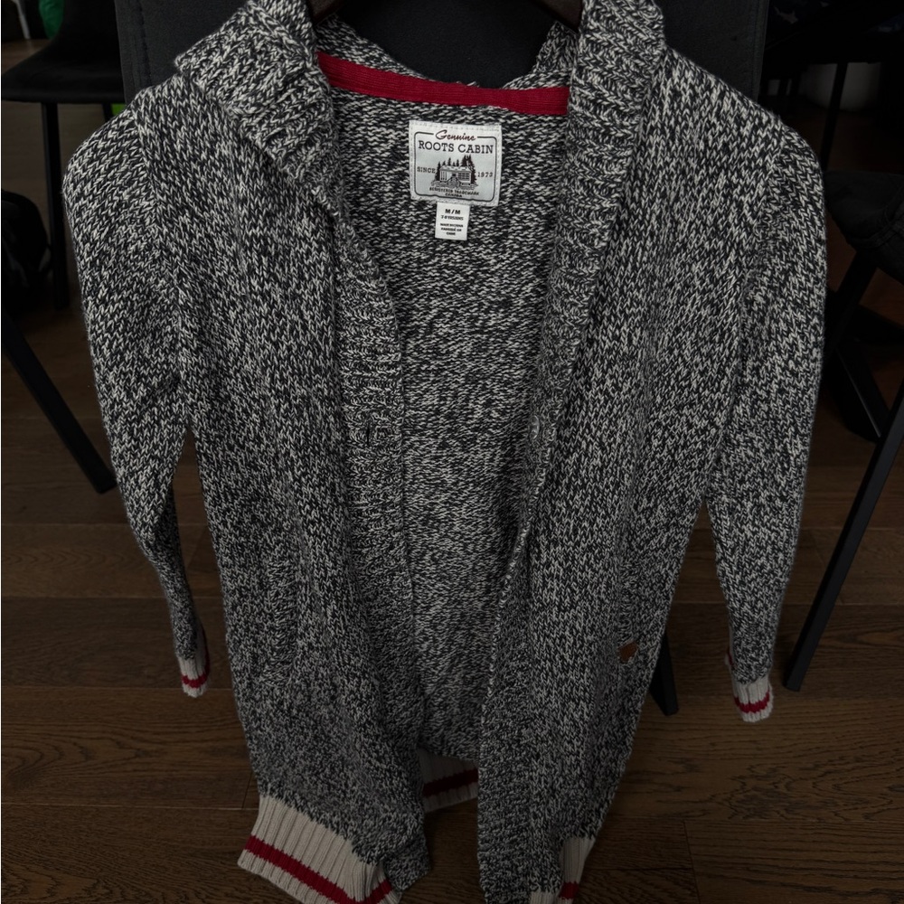 Roots Black and White Cardigan Sweater